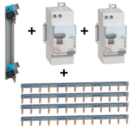 Legrand - Peignes Vertical + 4 Peignes Horizontaux + Diff. 40A A 30mA + Diff. 40A AC 30mA - Réf. :405000+404926x4+411651+411650