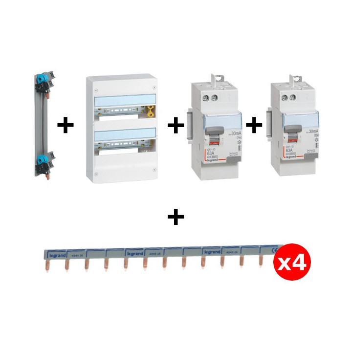 Legrand - DRIVIA - Coffret 2x13 + Peigne V et H + ID 63A 1 Type A et 1 Type AC - Ref.:401212+411650+411651+405000+404926(x4)