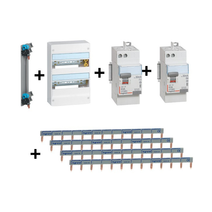 Legrand - DRIVIA - Coffret 2x13 + Peigne V et H + ID 63A 1 Type A et 1 Type AC - Ref.:401212+411650+411651+405000+404926(x4)