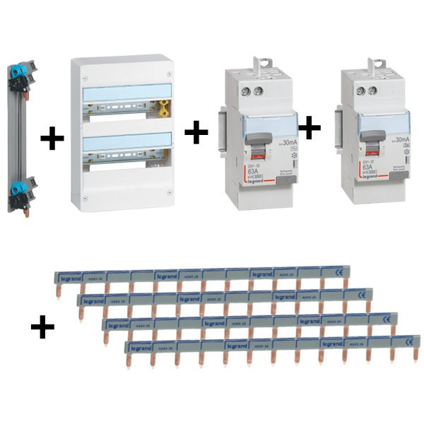 Legrand - DRIVIA - Coffret 2x13 + Peigne V et H + ID 63A 1 Type A et 1 Type AC - Ref.:401212+411650+411651+405000+404926(x4)