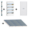 Legrand - DRIVIA - Coffret 4 rangées - 13 modules + Peigne V et H + Porte - Ref. : 401214+405002+404926x8+401334