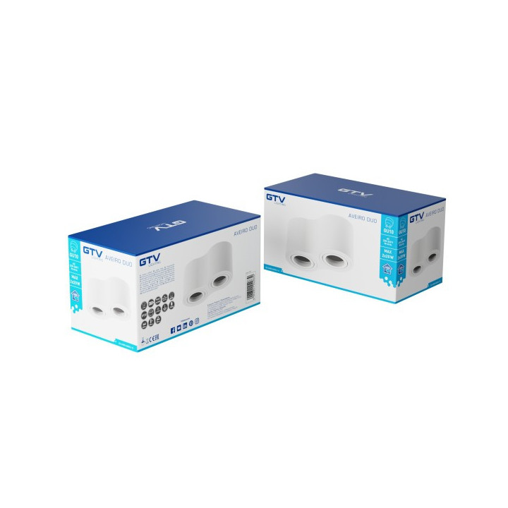 GTV Lighting - Plafonnier AVEIRO 2xGU10 - Blanc - 230V - Réf : OS-AV80160OK2-10