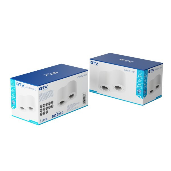 GTV Lighting - Plafonnier AVEIRO 2xGU10 - Blanc - 230V - Réf : OS-AV80160OK2-10