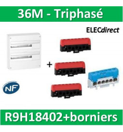 Schneider - Resi9 - LOT PROS - coffret 18M - 2R + bornier 3 phases+Neutre - R9H18402+R9H13411P