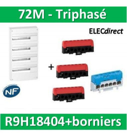 Schneider - Resi9 - coffret 18M - 4R + bornier 3 phases+Neutre - R9H18404+R9H13411P