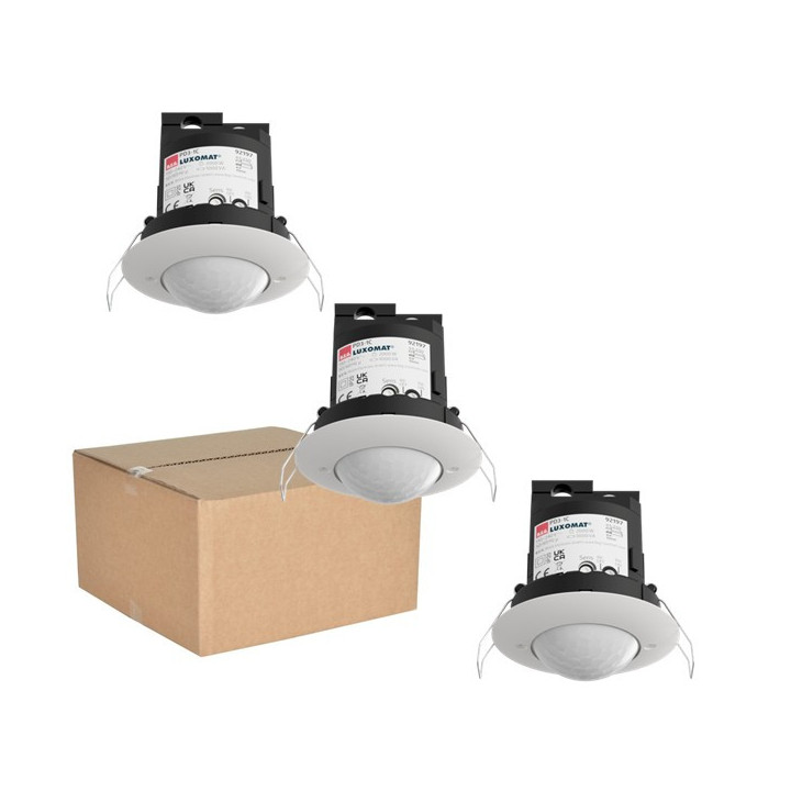 B.E.G - LOT de 3 Détecteurs de mouvement avec zone de détection circulaire - Plafond - Blanc - Encastré - Réf. : 92197x3