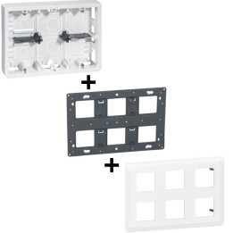 Legrand - Mosaic -  Kit Cadre saillie 2x3x2 modules - Réf. : 080276+080266+078832L