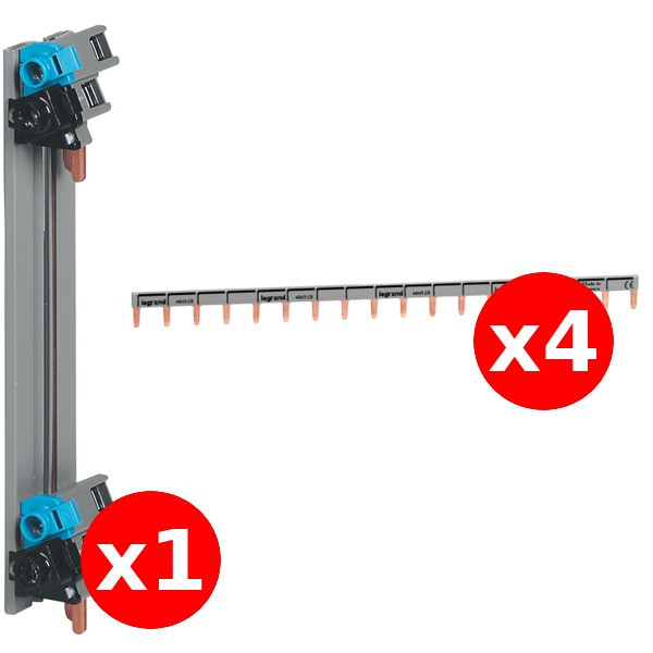 Legrand - Répartition verticale VX 3 optimisée Drivia 2R + peigne d'alimentation 13M - 405000 + 404926x4