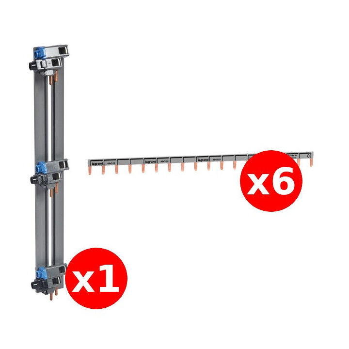 Legrand - Répartition verticale VX 3 optimisée Drivia 3R + peigne d'alimentation 13M - Réf. : 405001 + 404926x6