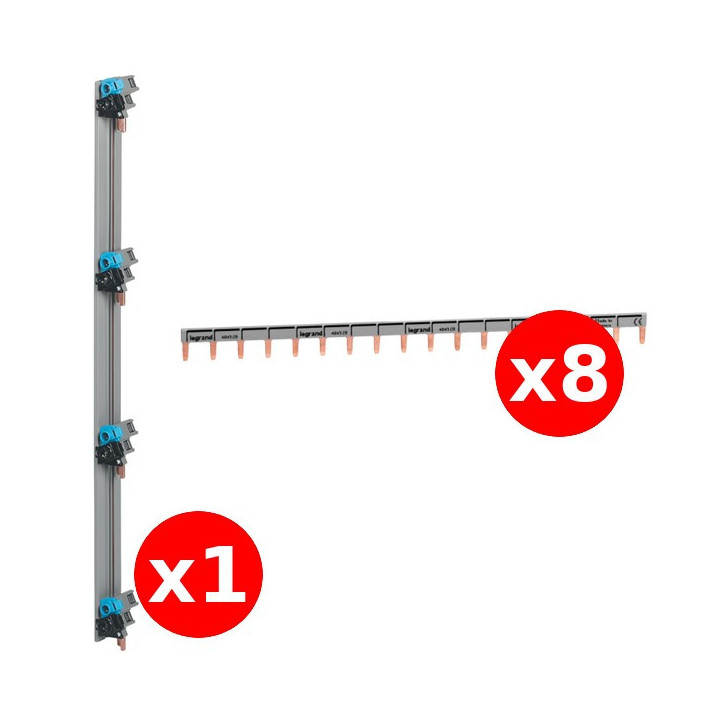 Legrand - Répartition verticale VX 3 optimisée Drivia 4R + peigne d'alimentation 13M - Réf. : 405002 + 404926x8
