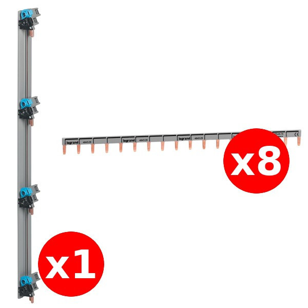Legrand - Répartition verticale VX 3 optimisée Drivia 4R + peigne d'alimentation 13M - Réf. : 405002 + 404926x8