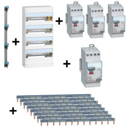 Legrand - DRIVIA -Coffret 4x13 + Peigne V et H + ID 40A 1 Type A + 3 Type AC- Ref. : 401214+411617+411611(X3)+405002+404926(X8)