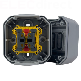 Legrand - Plexo L - Commande double - 3 fonctions - saillie - IP55/IK08 - Gris - Réf : 069715L