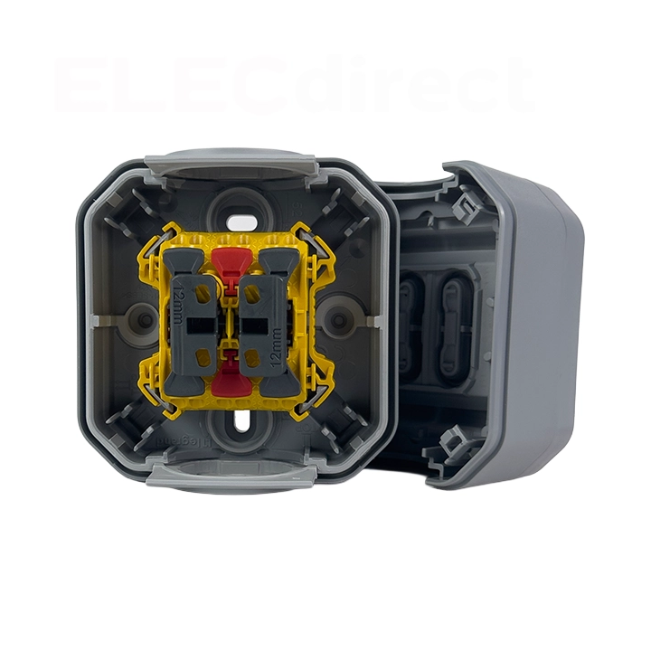 Legrand - Plexo L - Commande double - 3 fonctions - saillie - IP55/IK08 - Gris - Réf : 069715L