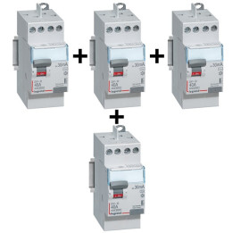 LEGRAND - LOT de 4 inter différentiels DX3 - (3 ID 2x40A 30mA AC & ID 2x40A 30mA A) - Réf. : 411611x3 + 411617