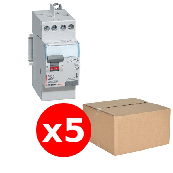LEGRAND - DX³ - LOT de 5 Inter Différentiels - 2x40A - 30mA AC - Réf. : 411611 X 5