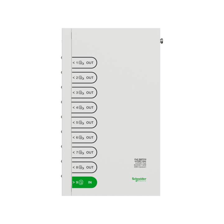 Schneider - Resi9 Connect - Switch 9 ports - 8 ports 1Gbit PoE 30W max - Réf : R9H9SWP92