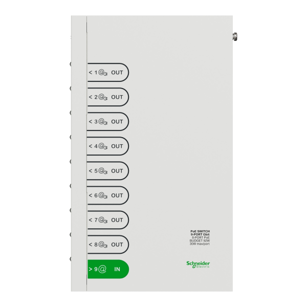 Schneider - Resi9 Connect - Switch 9 ports - 8 ports 1Gbit PoE 30W max - Réf : R9H9SWP92