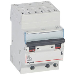 Legrand Disjoncteur DX³6000 10kA arrivée auto départ vis 3P - 20A - courbe D - 408076