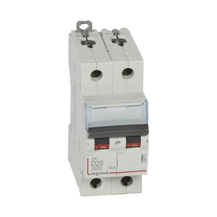 Legrand - Disjoncteur bipolaire DX3  20A - 10kA - courbe D - 408016