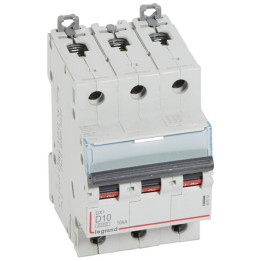 Legrand - Disjoncteur - 3P - 10A - Courbe D - DX3 6000/10kA - Vis/Vis - Réf : 408058
