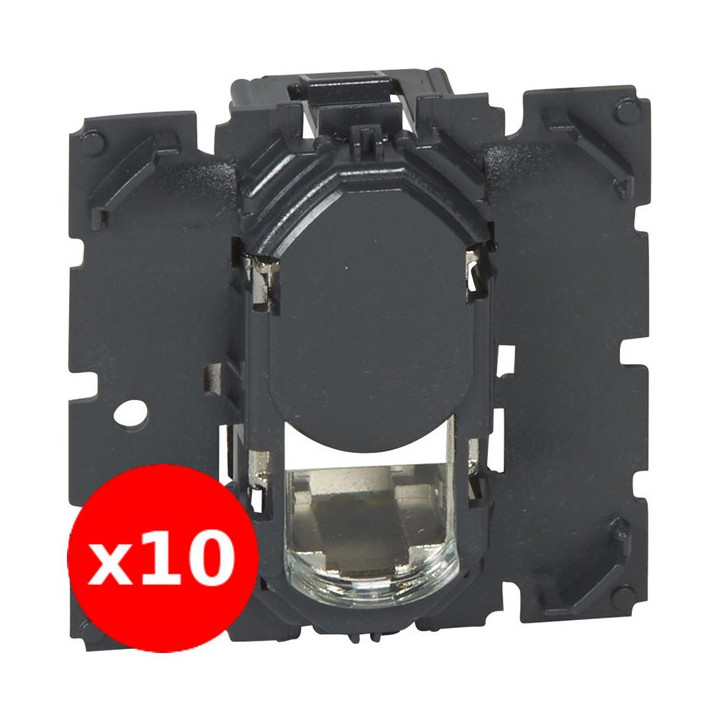Legrand - Céliane - LOT de 10 Mécanismes Prise téléphone / informatique RJ45/TV STP Cat. 6A - Réf. : 067346x10