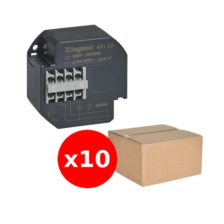 Legrand - LOT de 10 Télérupteurs encastrable 10A - 250V - Silencieux - Réf. : 049120x10