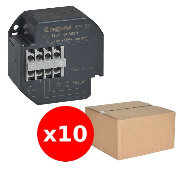 Legrand - LOT de 10 Télérupteurs encastrable 10A - 250V - Silencieux - Réf. : 049120x10