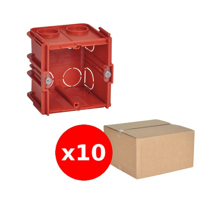 Legrand - Batibox - LOT de 10 Boîtes à Sceller Monoposte - Carrée associable - Prof. 60 - Réf. : 080161x10