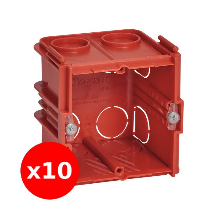 Legrand - Batibox - LOT de 10 Boîtes à Sceller Monoposte - Carrée associable - Prof. 60 - Réf. : 080161x10