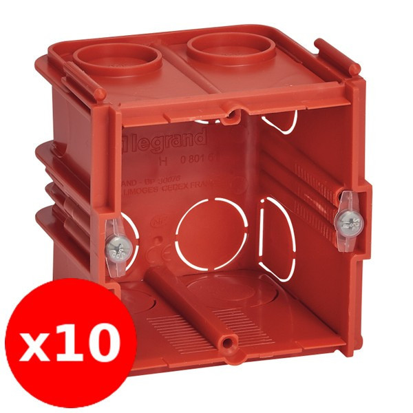 Legrand - Batibox - LOT de 10 Boîtes à Sceller Monoposte - Carrée associable - Prof. 60 - Réf. : 080161x10
