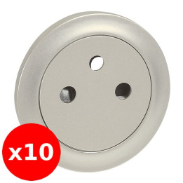 Legrand - Céliane - LOT de 10 Enjoliveurs PC 2P+T Titane - Affleurant - Surface - Réf. : 068411x10