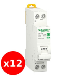 SCHNEIDER - RESI9 XP - LOT de 12 Disjoncteur 20A - VIS/VIS - Réf. : R9PFC620x12