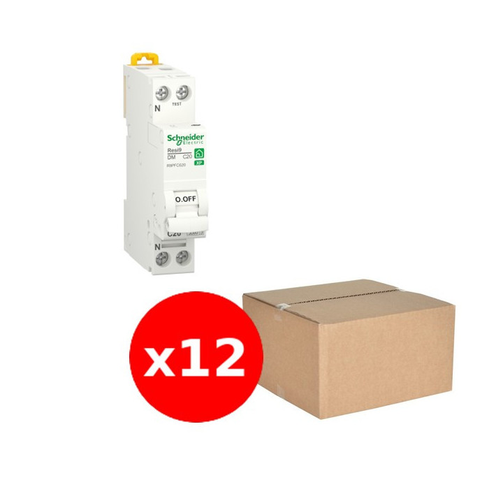 SCHNEIDER - RESI9 XP - LOT de 12 Disjoncteur 20A - VIS/VIS - Réf. : R9PFC620x12