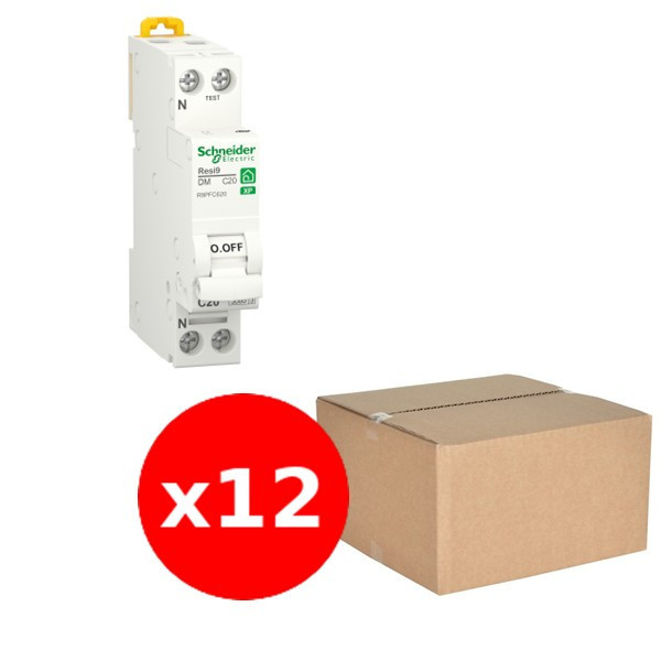 SCHNEIDER - RESI9 XP - LOT de 12 Disjoncteur 20A - VIS/VIS - Réf. : R9PFC620x12