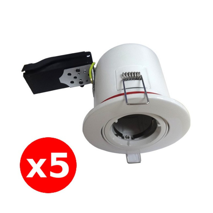 Miidex - Lot de 5 Supports Spot Orientable - Etanche à l'air - Blanc - D.100mm - BBC - Réf. : 7719x5