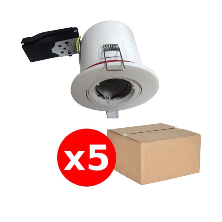 Miidex - Lot de 5 Supports Spot Orientable - Etanche à l'air - Blanc - D.100mm - BBC - Réf. : 7719x5