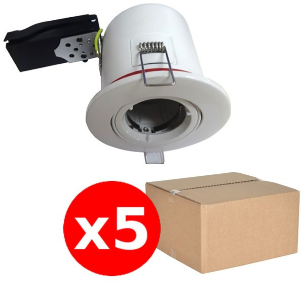 Miidex - Lot de 5 Supports Spot Orientable - Etanche à l'air - Blanc - D.100mm - BBC - Réf. : 7719x5
