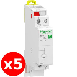 Schneider - RESI9 - Lot de 5 Télérupteurs Unipolaire 16A - 250V - Réf. : R9PCL116x5
