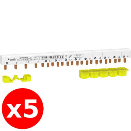 Schneider - Resi9 XP - LOT de 5 peigne monobloc - 3p+n - 63a - 13 modules - cache dents 5m - R9PXH413x5