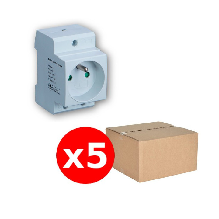 Digital Electric - LOT de 5 Prises modulaire 2P+T 16A 250V à éclips - Réf. : 04562x5