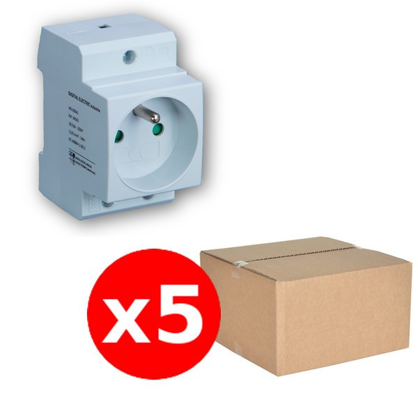 Digital Electric - LOT de 5 Prises modulaire 2P+T 16A 250V à éclips - Réf. : 04562x5