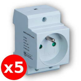 Digital Electric - LOT de 5 Prises modulaire 2P+T 16A 250V à éclips - Réf. : 04562x5