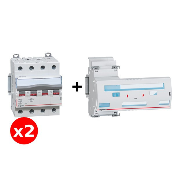 Legrand - Lot de 1 Inverseur de sources manuel 4P 40A + 2 Inter Sectionneur 4p 40A - Complet - Réf. : 406316+406480x2