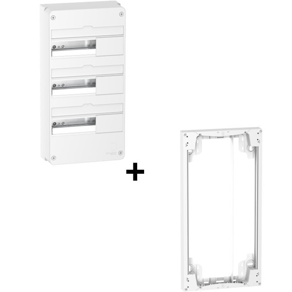 Schneider - Resi9 - Coffret 3 Rangées de 13Modules + Rehausse - Réf. : R9H13403+R9H10760