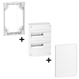 Schneider - Resi9 - Coffret 2 Rangées de 13 Modules + Rehausse + Porte réf. : R9H13422+R9H13402+R9H10759
