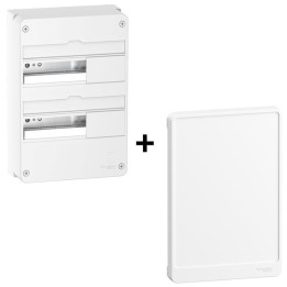 Schneider - Resi9 - Coffret 2 Rangées de 13 Modules + Porte - Réf. : R9H13402+R9H13422