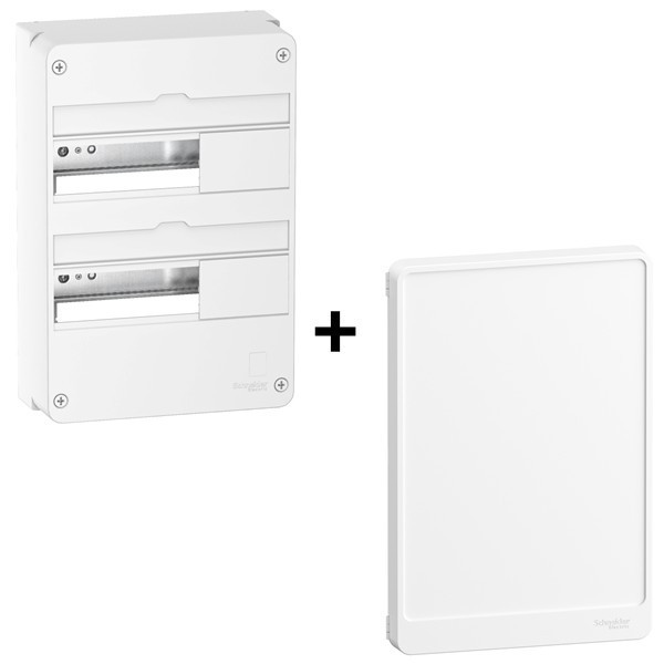 Schneider - Resi9 - Coffret 2 Rangées de 13 Modules + Porte - Réf. : R9H13402+R9H13422