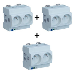 Digital Electric - LOT de 3 Prises modulaire double  2P+T 16A 250V - Réf. : 04564x3