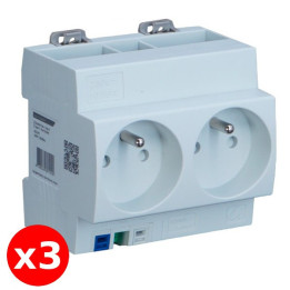 Digital Electric - LOT de 3 Prises modulaire double  2P+T 16A 250V - Réf. : 04564x3